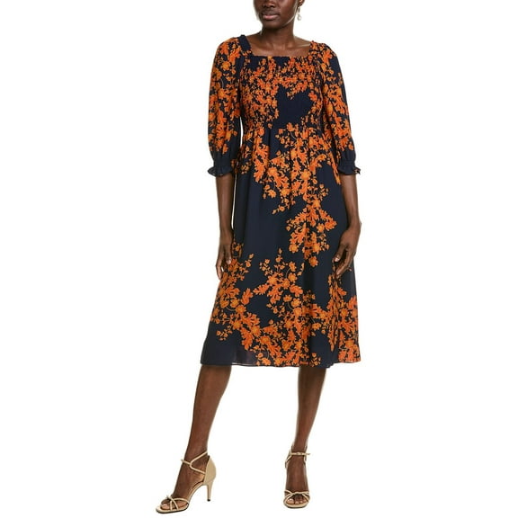 Nanette Nanette Lepore womens  Smocked Midi Dress, 12, Blue