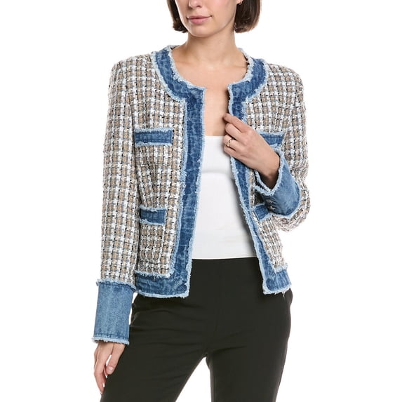 Nanette Nanette Lepore womens Tweed Cardigan, l, Tan