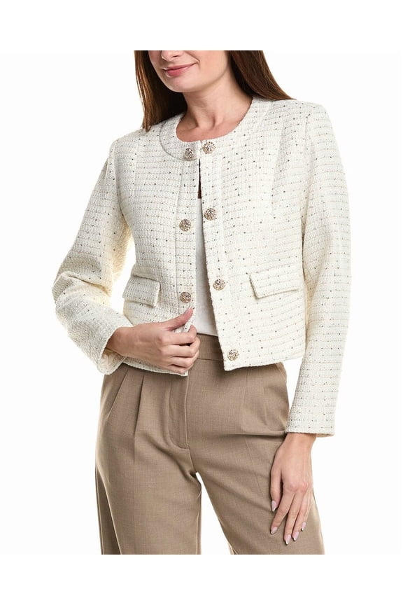 Nanette Nanette Lepore womens Tweed Cardigan, l, White