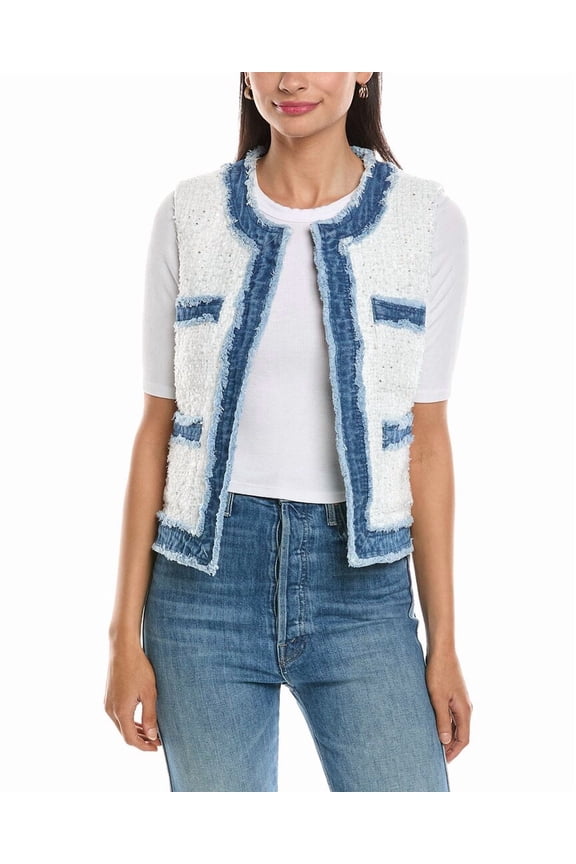 Nanette Nanette Lepore womens Tweed Vest, l, White