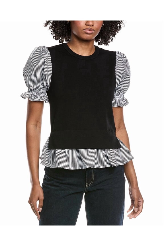 Nanette Nanette Lepore womens Twofer Knit Top, l, Black