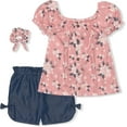 thumbnail image 1 of Nanette Toddler Girl Floral Chambray Short Set w/ Scrunchie 2, 1 of 6