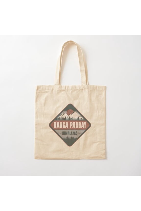 Nanga Parbat Himalayas Vintage Hiking Design Canvas Tote Bags, Reusable Shopping Bag