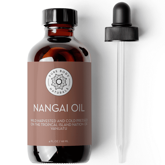 Nangai Oil, 4 fl oz - Wild Harvested and Cold Pressed - Undiluted and 100% Pure - by Pure Body Naturals