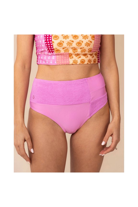 Women's Textured Liv Patch Mid Rise Bottom - Pink - (Small)