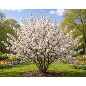 Nanking Cherry Live Bare Root Tree (Prunus tomentosa) | Dormant Hardy Fruiting Shrub | White Spring Blossoms, Edible Red Cherries, Wildlife Friendly | Cold Hardy Zone 2-7 (1 Tree)