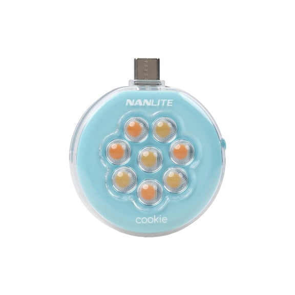 Nanlite cookie Warm White USB-C Mini Round LED Light, Cyan Blue