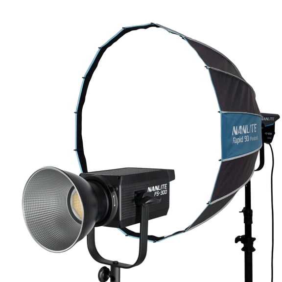 Nanlite FS-300 Daylight AC LED Monolight Bundle with Rapid 90 Parabolic Softbox (2 Items)