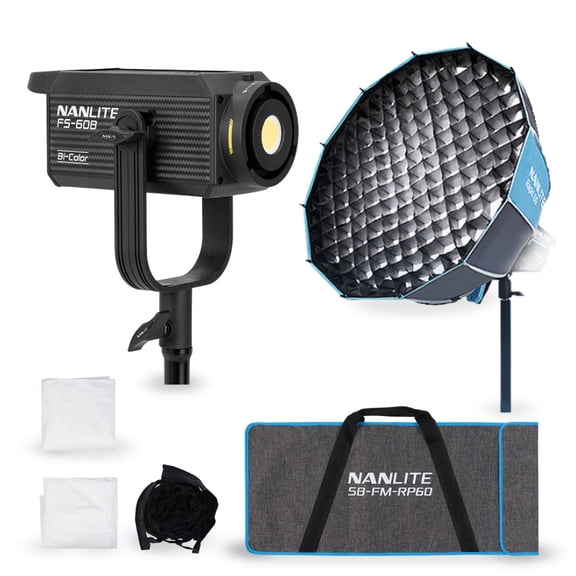 Nanlite FS-60B Bi-Color LED 2700K-6500K Bluetooth Portable Studio Spotlight Bundle with Rapid 60 FM Mount Softbox (2 Items)
