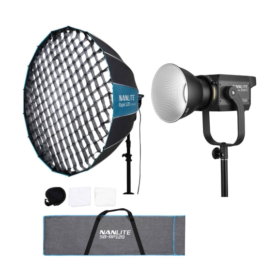 Nanlite Forza 300B II Spotlight with Nanlite Rapid 120 Parabolic Softbox Bundle