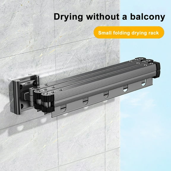 Nanly Clothes Drying Rack, Wall Mount Laundry Drying Rack, Retractable Space Saver Clothes Rack, Collapsible (Tri-Fold), for Balcony, Laundry, Bathroom