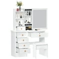 thumbnail image 1 of Nanly Makeup Vanity Desk, 31.5" Vanity Table with Sliding Mirror, 6 Storage Drawers and Multiple Shelves Bedroom Dressing Table Modern Makeup Desk, White, 1 of 10