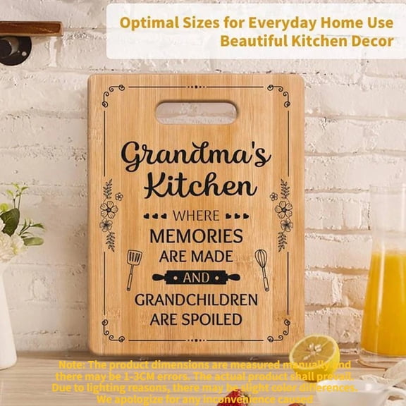 Nanmu Laser - Engraved Cutting Board, Custom Pattern with Handle, Kitchen Chopping Board Grandma Birthday Mothers Day Gifts From