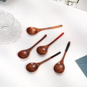 Nanmu Spoon, Natural Log Couple Spoon, Suitable for Rice Soup and Coffee 5-piece Set