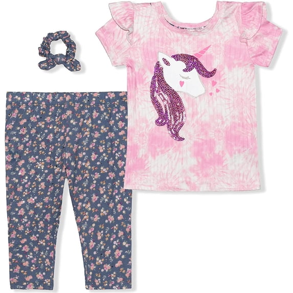 Nannette Girls 2 Piece Legging Set w/ Scrunchie, 4-6X