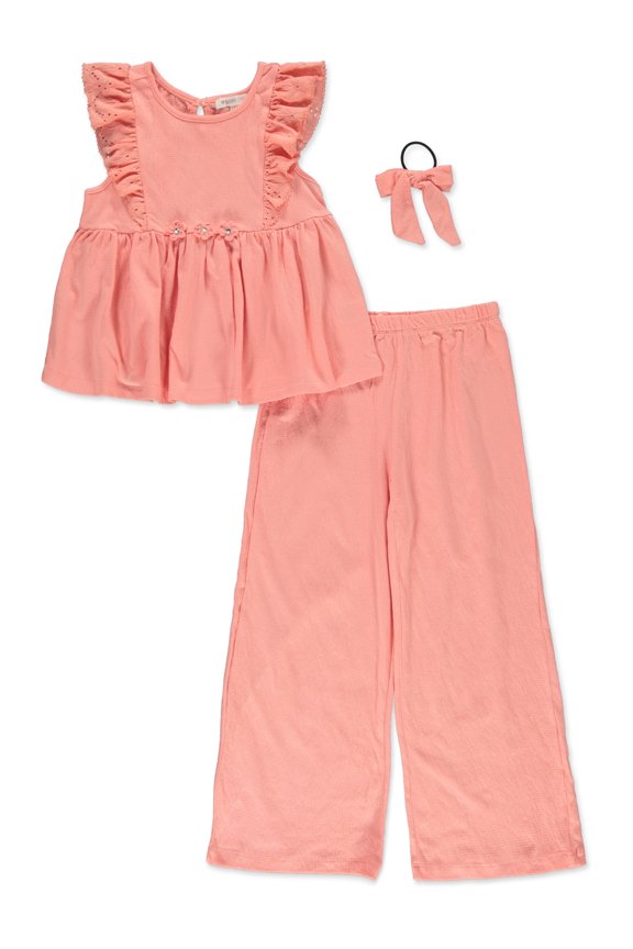 Girls' 3-Piece Pants Set Outfit Color: orange Size: 4