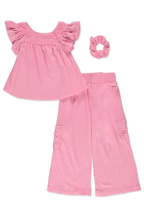 Girls' 3-Piece Pants Set Outfit Color: pink Size: 6x