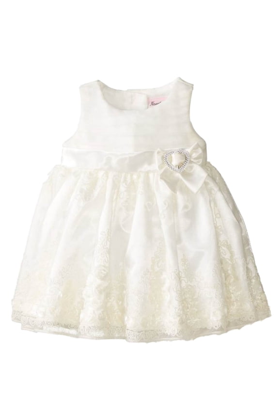 Infant Girl Ivory Lacy Dress Formal Holiday Wedding Party Dress 12m