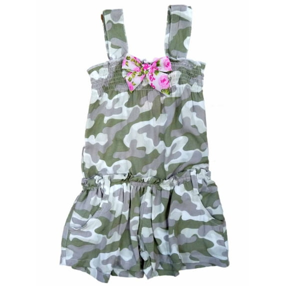 Nannette Infant Girls Smocked Jumper Green Camouflage Romper Outfit 12m