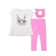 Nannette Toddler Girls 2Pc Bunny Legging Set W/Scrunchie, Size 2T-4T