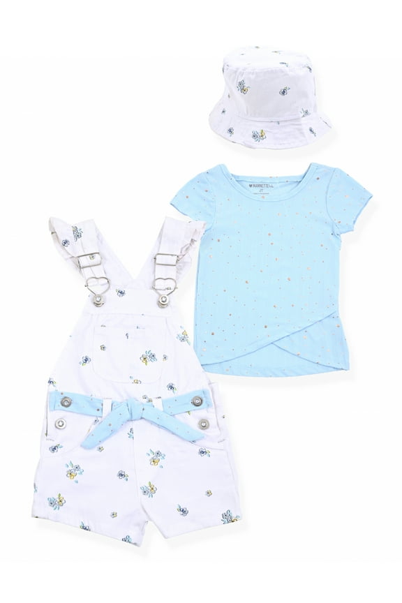 Toddler Girls Twill Shortall W/Hat, Size 2T-4T
