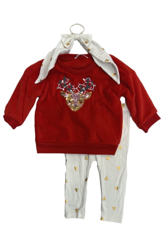 r Reindeer Toddler Girls Reindeer Set & Ponytail Holder, Sizes 2T-4T