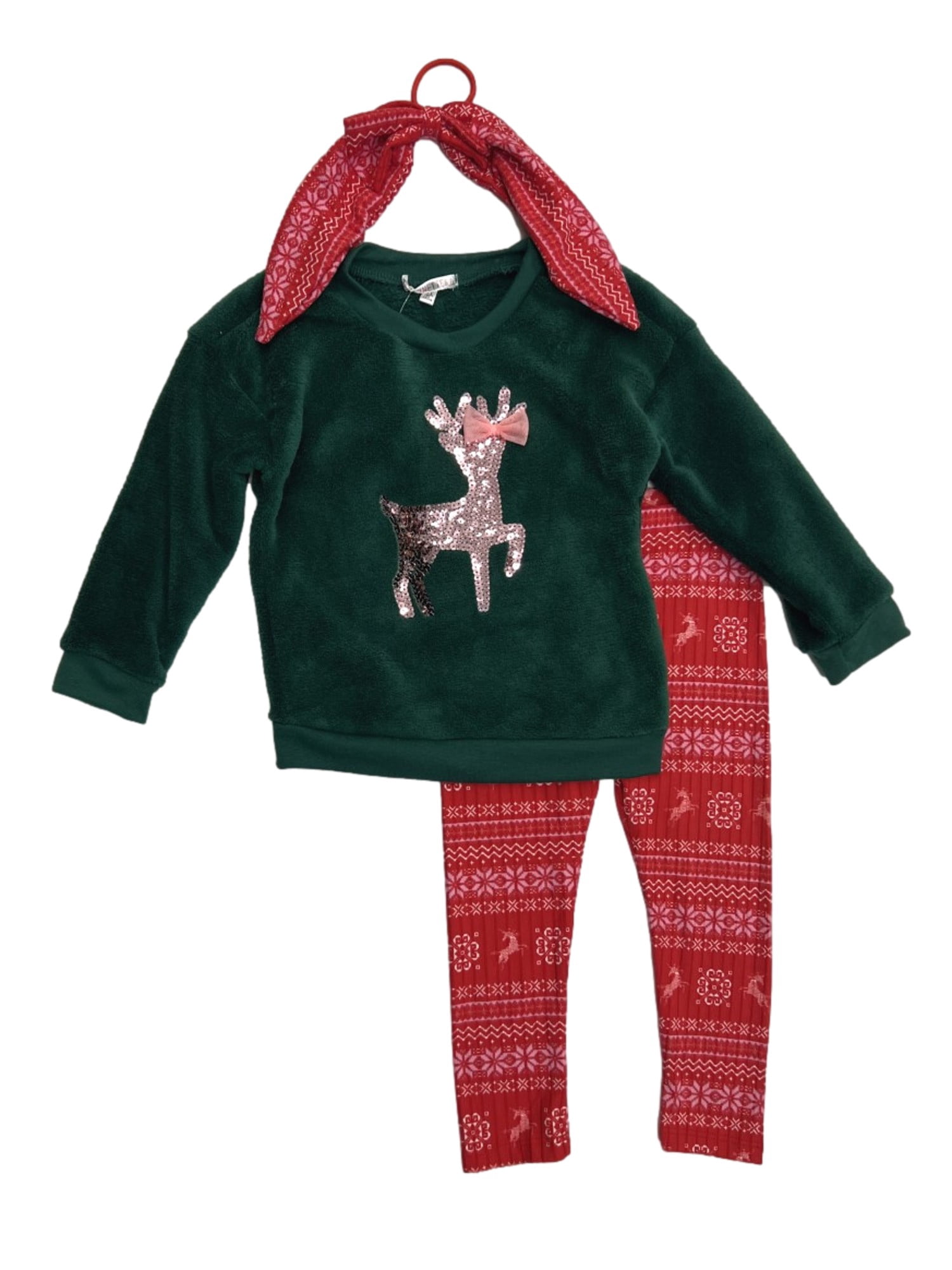 Nannetter Reindeer Toddler Girls Reindeer Set & Ponytail Holder, Sizes 2T-4T
