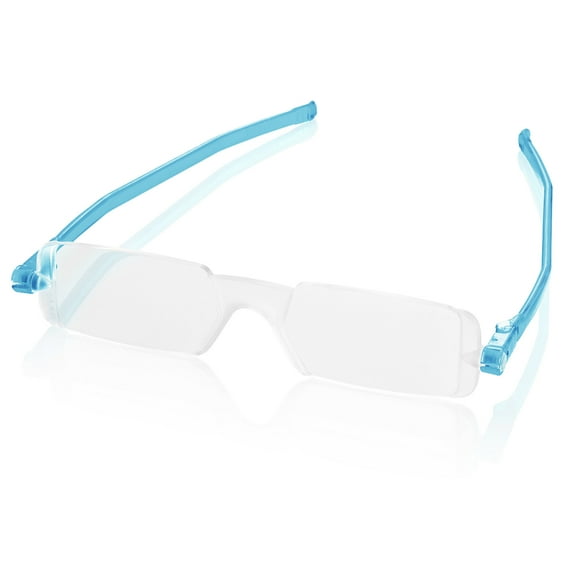Nannini Compact One Travel Reading Glasses Baby Blue Temples Optics 2.5