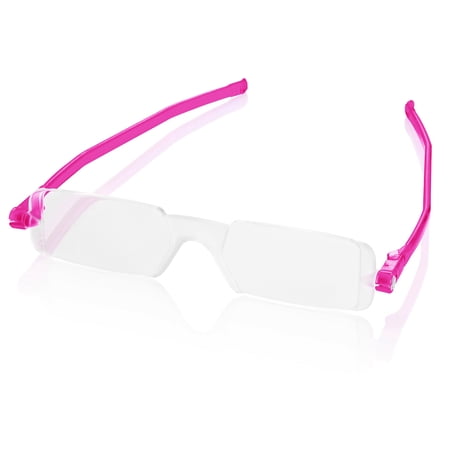 Nannini Compact One Travel Reading Glasses Fuchsia Temples Optics 2.5