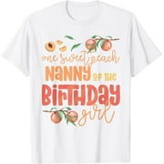 Nanny Birthday Girl One Sweet Peach Peachy Birthday Party T-Shirt