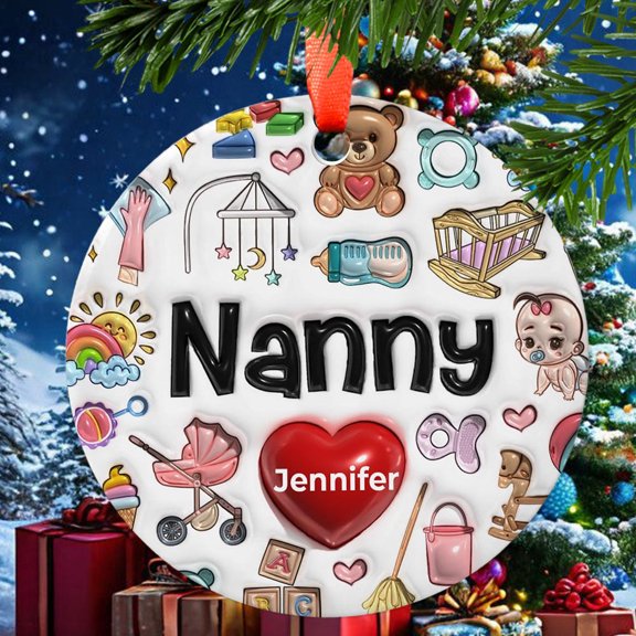 Nanny Christmas Ornament, Ceramic/Acrylic Ornament, Celebration Hanging Decor, Mother’s Day Ornament, Love Day Home Decor, 2025 Edition, Holiday Tree Decoration