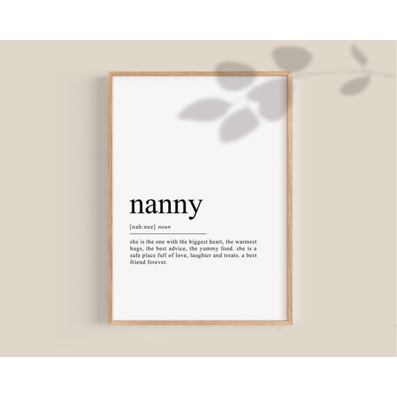 Nanny Gift, Nanny Definition Dictionary Poster, Nanny, Grandma Gifts, Nanny Birthday Poster, Nan Wall Art Home Decor UNFRAMED Poster, Wall Art for Decor, Present, 8x12