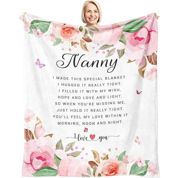 Nanny Gifts - Nanny Birthday Gifts - Nanny Gifts from Grandchildren - Gifts for Nanny from Grandkids - Nanny Birthday Gift Throw Blanket x ch
