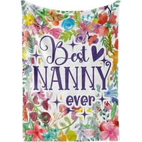 Nanny Gifts for Grandma, Grandma Gifts for Nanny, Flannel Throw Blankets on Mother's Day, Christmas, Birthday, 50" x 65", Pueple Flowers
