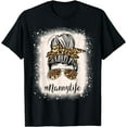thumbnail image 1 of Nanny Life Leopard Bleached Mothers Day Messy Bun Women T-Shirt, 1 of 4