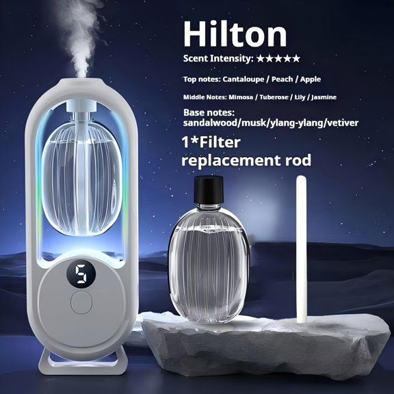 Nano Aroma Diffuser with Night Light, Ultrasonic Spray Technology, 1.69oz Capacity, Leak-Proof & Residue-Free, Professional Aromatherapy Device for Large Rooms & Offices, Comes with Aroma Oil