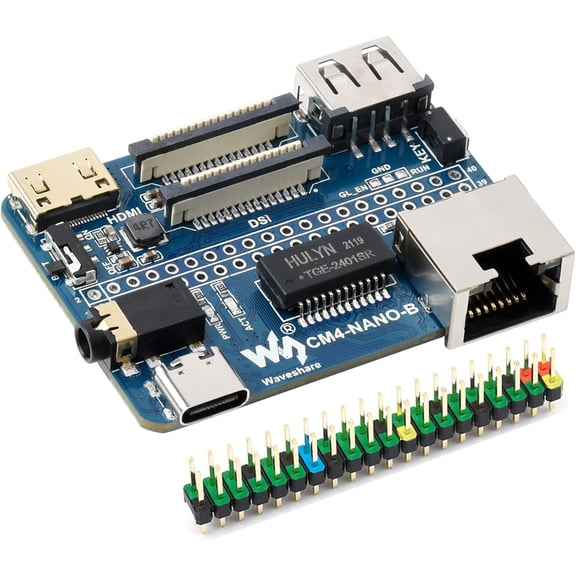 Nano Base Board (B) for Compute Module 4 Lite/eMMC, with Standard CM4 Socket, with 40PIN GPIO Interface, Gigabit Ethernet, USB2.0, DSI, CSI, 3.5mm Audio Jack