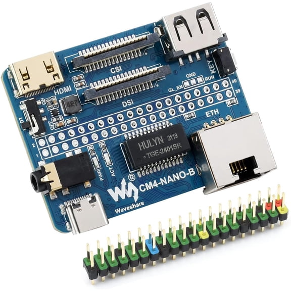 Nano Base Board (B) for Compute Module 4, Same Size as CM4, with Standard CM4 Socket, 40PIN GPIO, Gigabit Ethernet, USB2.0, DSI, CSI, HDMI, 3.5mm Audio Jack etc.