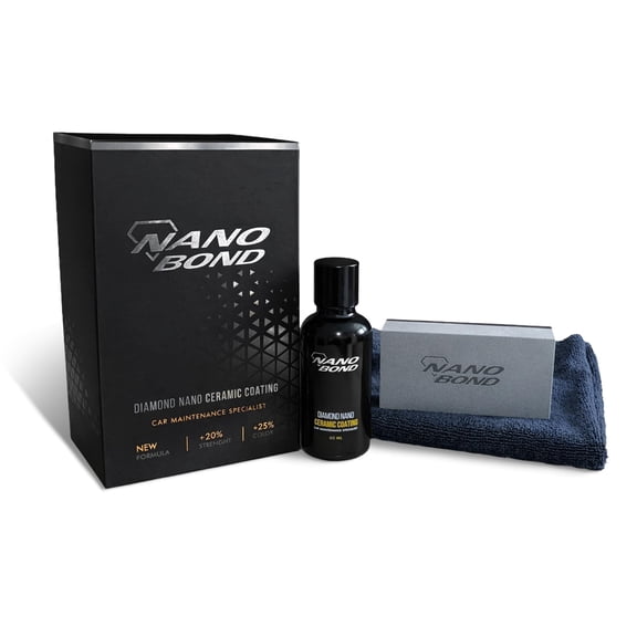 Nano Bond Ceramic Coating 9H PRO (60ML), Car, Plastic, Glass, and Wheel Exterior Care Product kit, Hydrophobic, Long Lasting Professional Care, High Gloss Paint Shine, Automotive Polishing Sio2