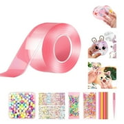 Nano Bubble Tape Kit for Kids with Sprinkles and Inflatable Straw - Sticky Ball - Double Sided Nano Tape Elastic Clear Balloonss,The Perfect Satisfying Party Favor Art & Craft Toy for Kids,Pink