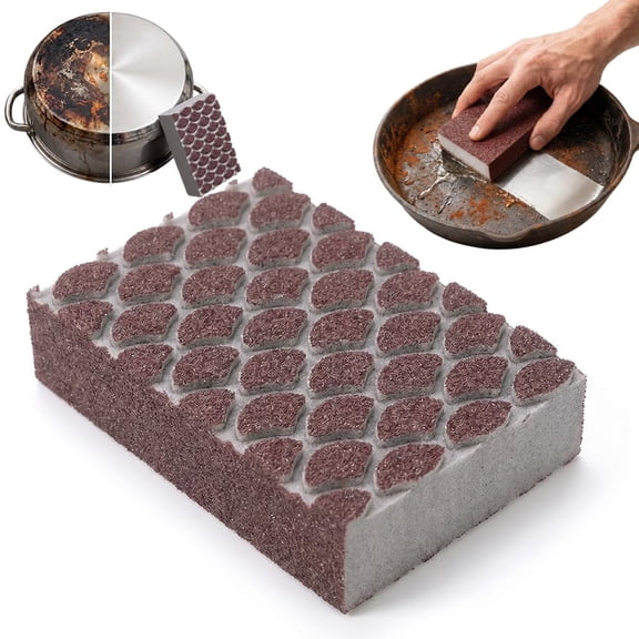 Nano Carborundum Cleaning Sponge, Emery Rust Remover Sponge, Premium Eraser Pot Scrubber, Multi-Functional Scouring Pad for Kitchen Pots Pans Shower Tub