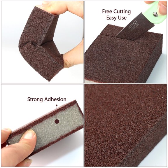 Nano Carborundum Sponge with Handle, 3Pcs Emery Scrubbing Sponge for Pots and Pans, Kitchen Stainless Steel Cleaner, Household Cleaning Tool