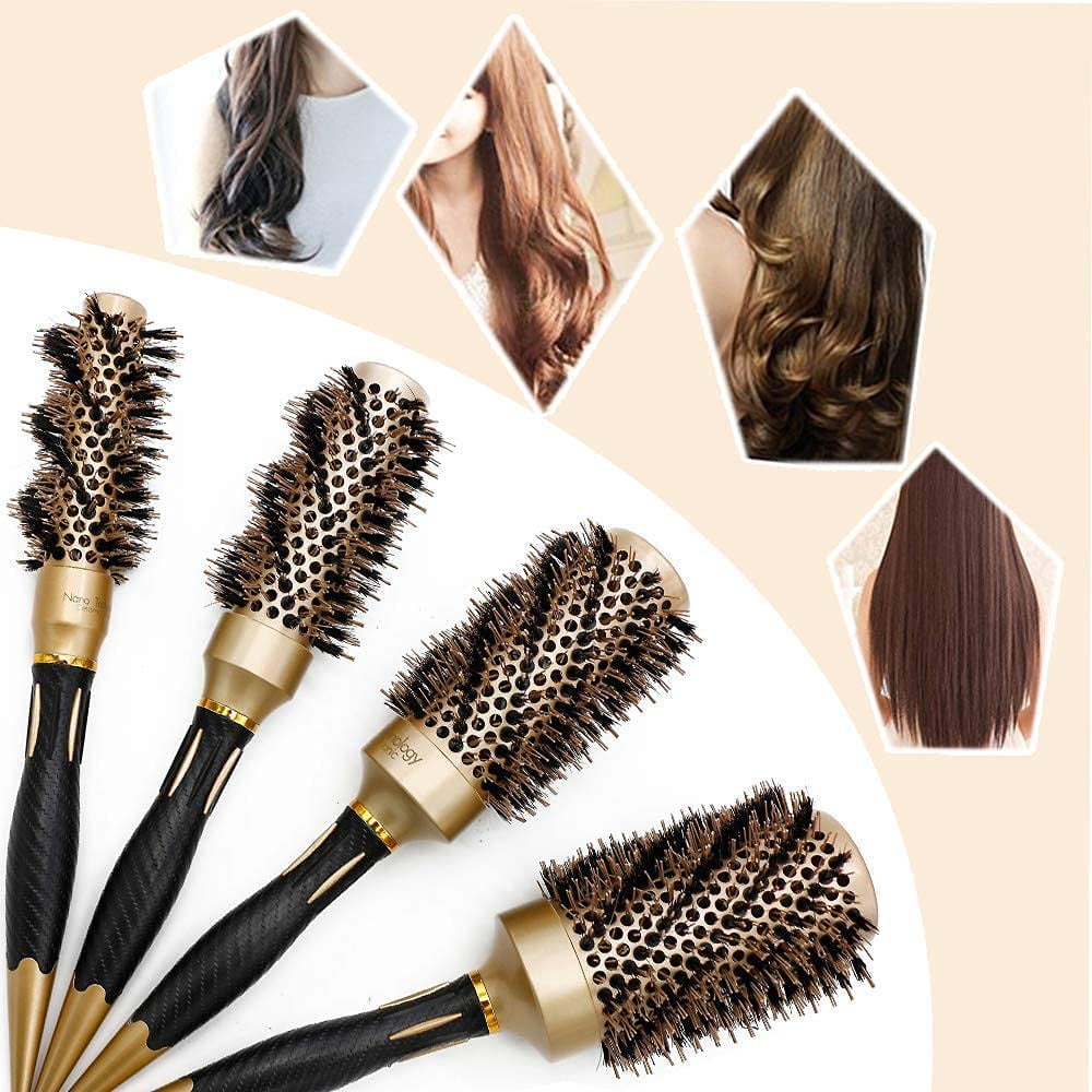 Nano Ceramic & Ionic Bristles Round Barrel Hair Brush Round Thermal