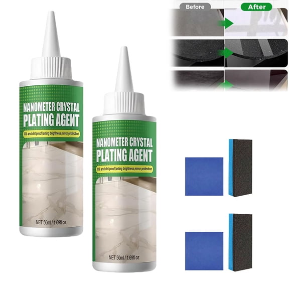 Nano Crystal Coating Agent For Tile & Furniture, 2026 New Granite Countertop Cleaner and Sealer with Protection, Quartz Marble Stone Polish Cleaner for Permanent Hold & Shine Effect (2Pcs)