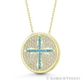 thumbnail image 1 of Nano Crystal & Cubic Zirconia Cross on 19mm (3/4") Round Disc Charm Necklace in .925 Sterling Silver, 1 of 1