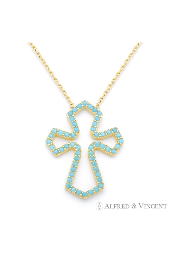 Nano Crystal Medieval Cross Pendant & Chain Necklace in .925 Sterling Silver