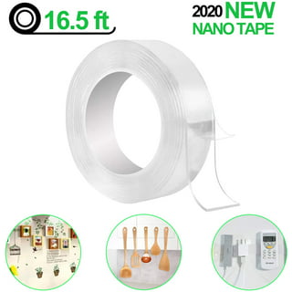  Double Sided Mounting Tape Heavy Duty, 2 Rolls Two Sided Strong  Adhesive Strips, Removable Clear Sticky Tack for Wall Hanging, 34FT  Washable Reusable Nano Magic Tape Gel : Office Products