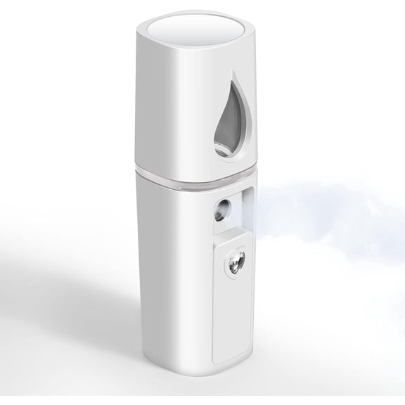 Nano Facial Steamer, Handy Mini Mister with Mirror, USB Rechargeable Mist Sprayer, Visual Water Tank Moisturizing&Hydrating for Face, Makeup, Skin Care, Eyelash Extensions-White