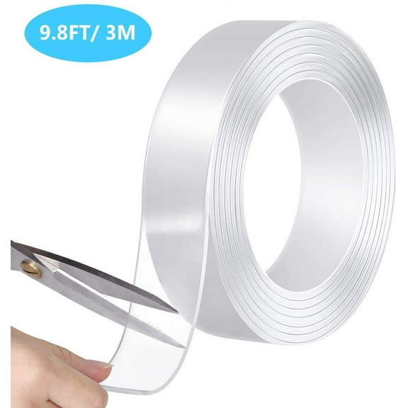 Nano Gel Grip Traceless Washable Tape with Double Side Adhesive, Anti Slip Transparent (9.84 Feet/3M)