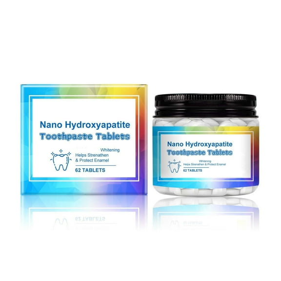 Nano Hydroxyapatite Gentle Formula Toothpaste Tablets, Solid Tablet Format, Portable 62-Tablet Jar for Daily & On-the-Go Oral Care Use